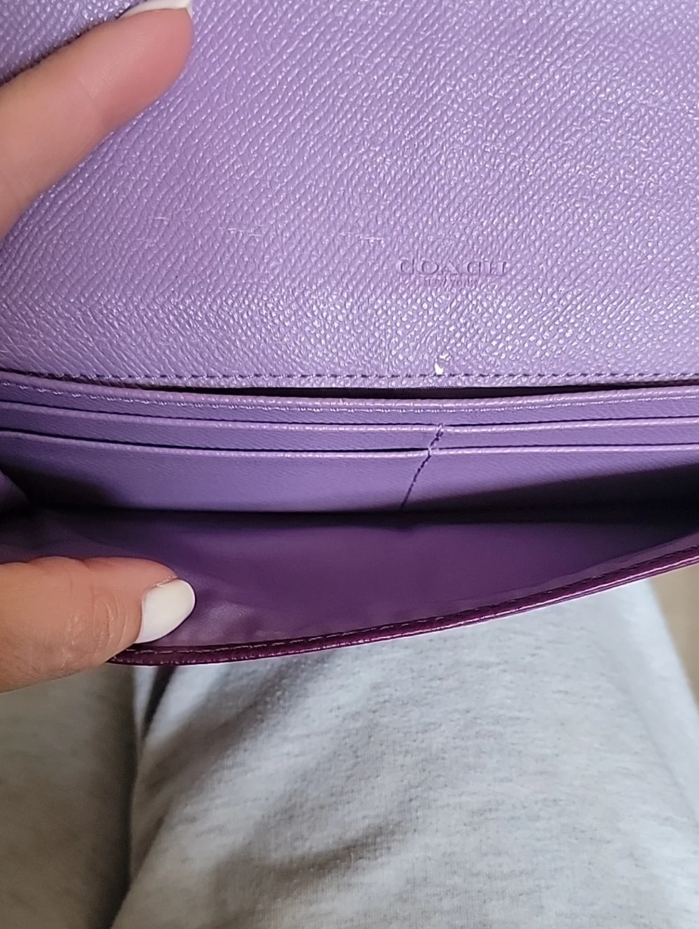 Coach Plum Leather Continental Wallet with Python-Print Envelope Style